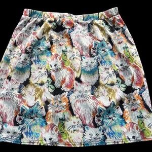 SHEIN curves psychedelic cats stretchy mini skirt